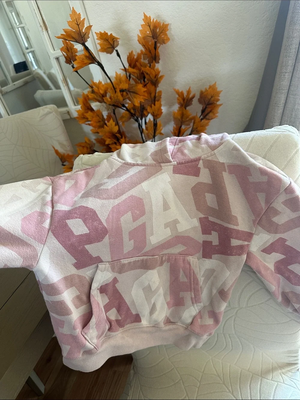GAP Pink & Cream Logo Pattern Kids Hoodie